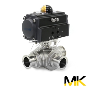 쎄니타리 공압볼밸브 SUS304(3WAY) 페럴(싱글) L타입(18859)