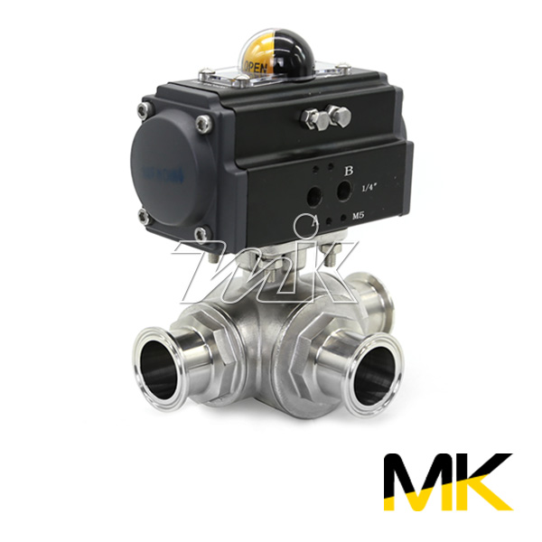 쎄니타리 공압밸브 SUS304(3WAY) 페럴(더블) T타입(25327)