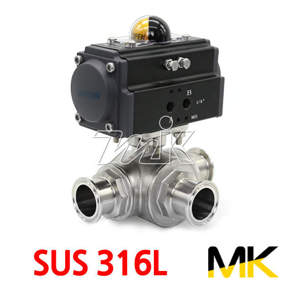 쎄니타리 공압밸브 SUS316L(3WAY) 페럴(싱글) T타입(25330)