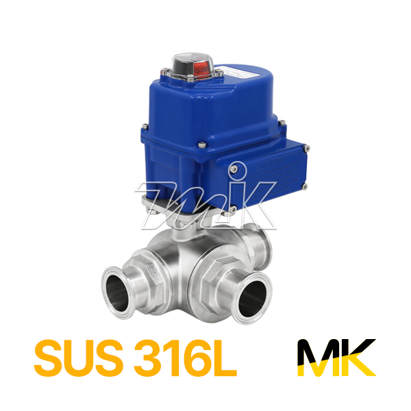 쎄니타리 전동볼밸브3WAY-T(SUS316L)AC220V  (26062)