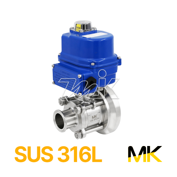 쎄니타리 전동바텀밸브(3P)(SUS316L)AC220V  (26066)